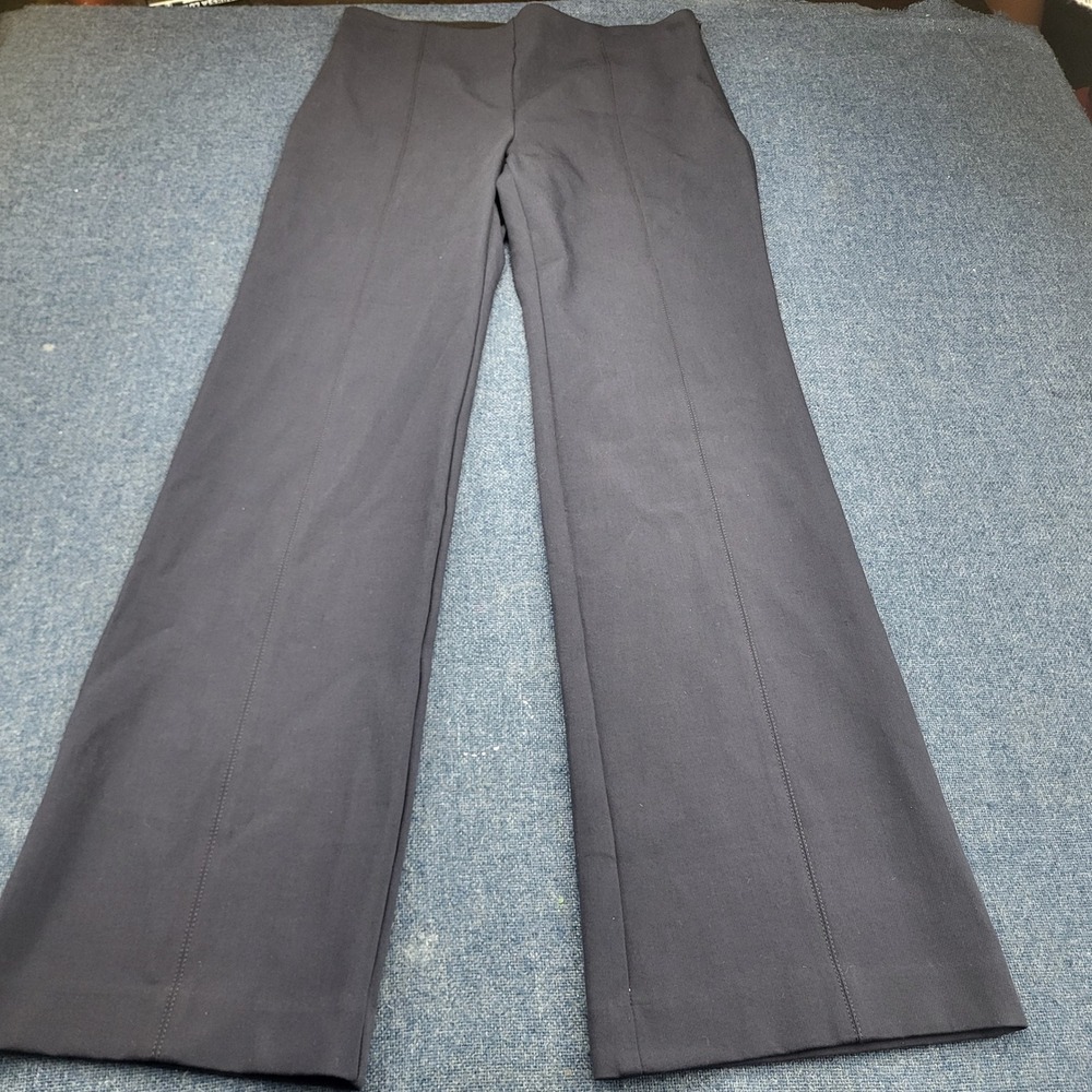 Talbots Navy Blue Wide Leg Stretch Trousers Stitched Crease Side Zip Petite 6P
